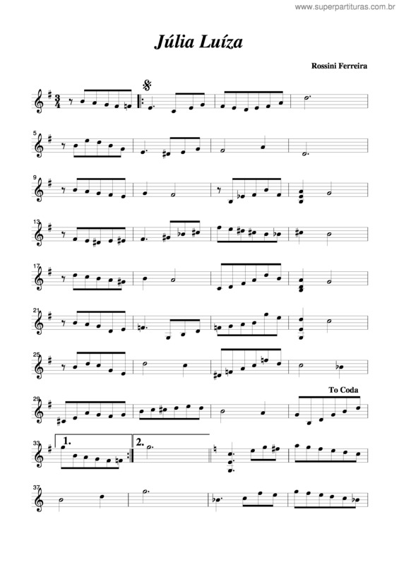 Partitura da música Júlia Luíza