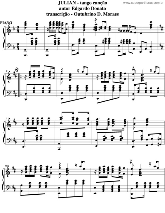 Partitura da música Julian