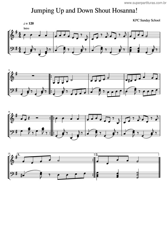 Partitura da música Jumping Up And Down Shout Hosanna!