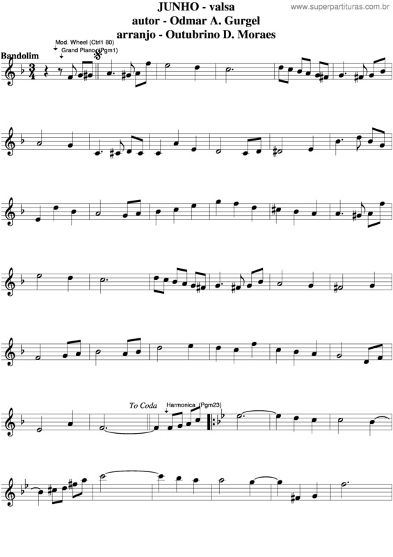 Partitura da música Junho v.2