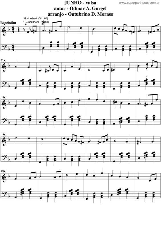 Partitura da música Junho v.3