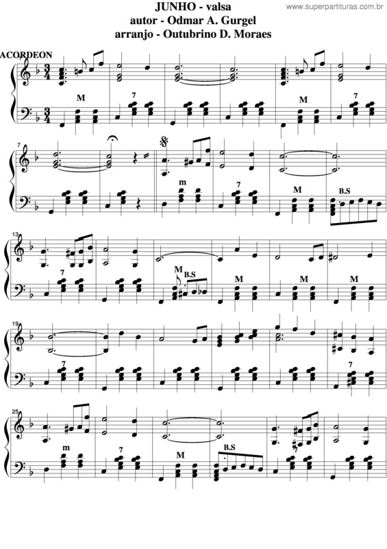 Partitura da música Junho