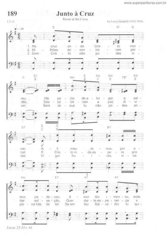 Partitura da música Junto À Cruz v.2