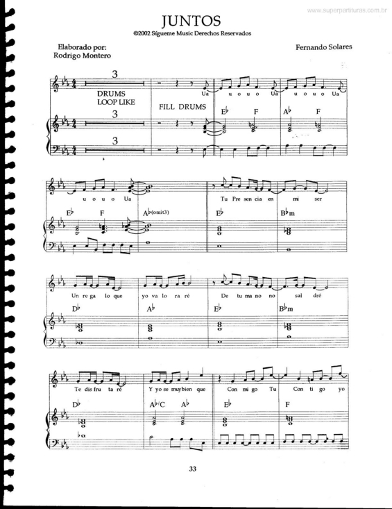 Partitura da música Junto a Tus Pies v.5