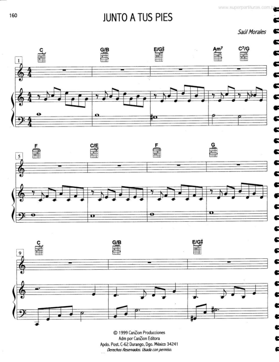 Partitura da música Junto a Tus Pies