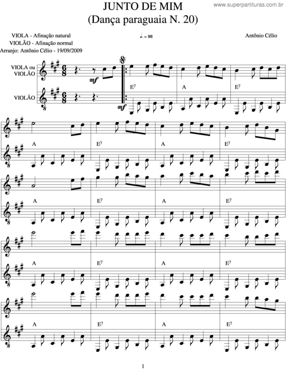 Partitura da música Junto De Mim v.2