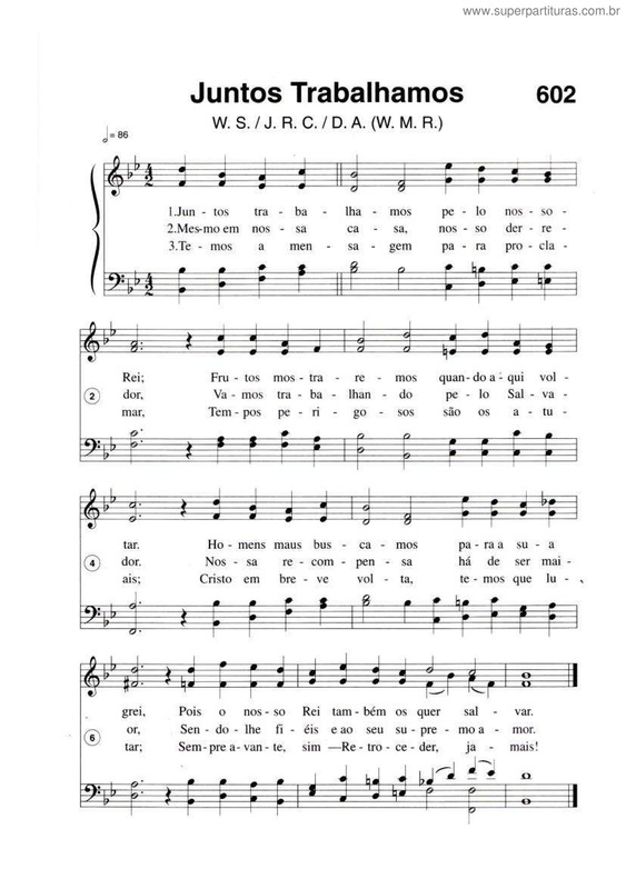 Partitura da música Juntos Trabalhamos