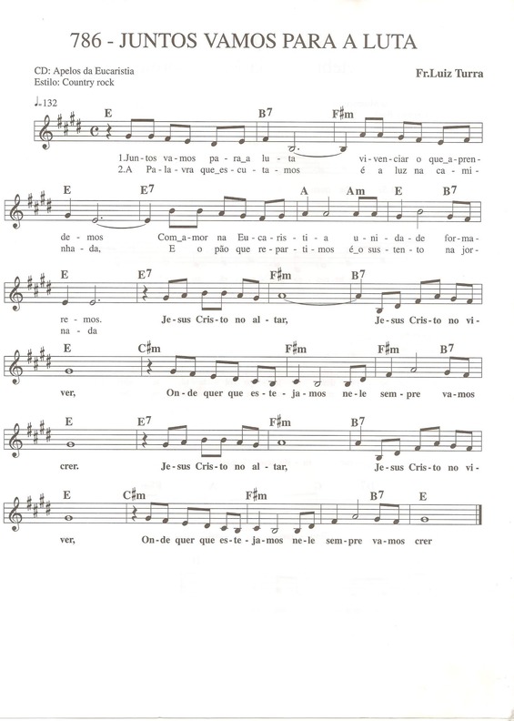 Partitura da música Juntos Vamos Para a Luta