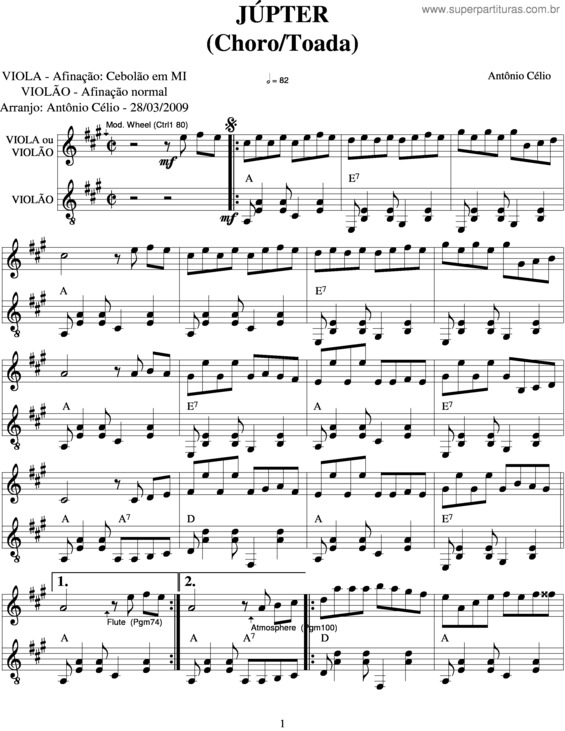 Partitura da música Júpter