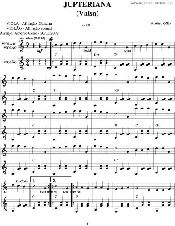 Partitura da música Jupteriana