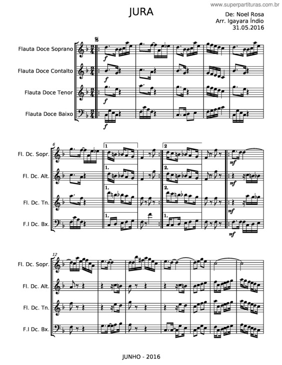 Partitura da música Jura – Noel Rosa