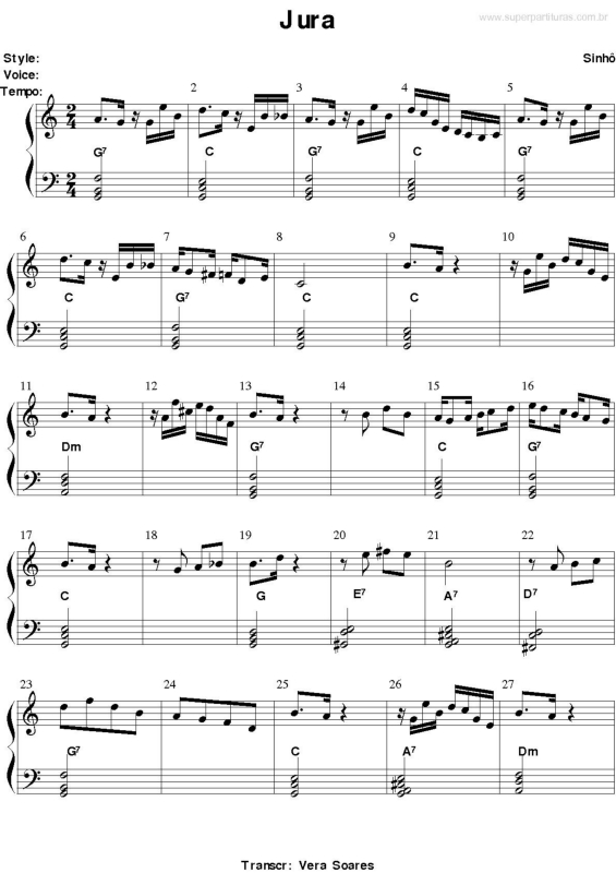 Partitura da música Jura