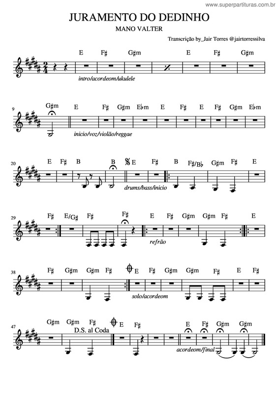 Partitura da música Juramento Do Dedinho