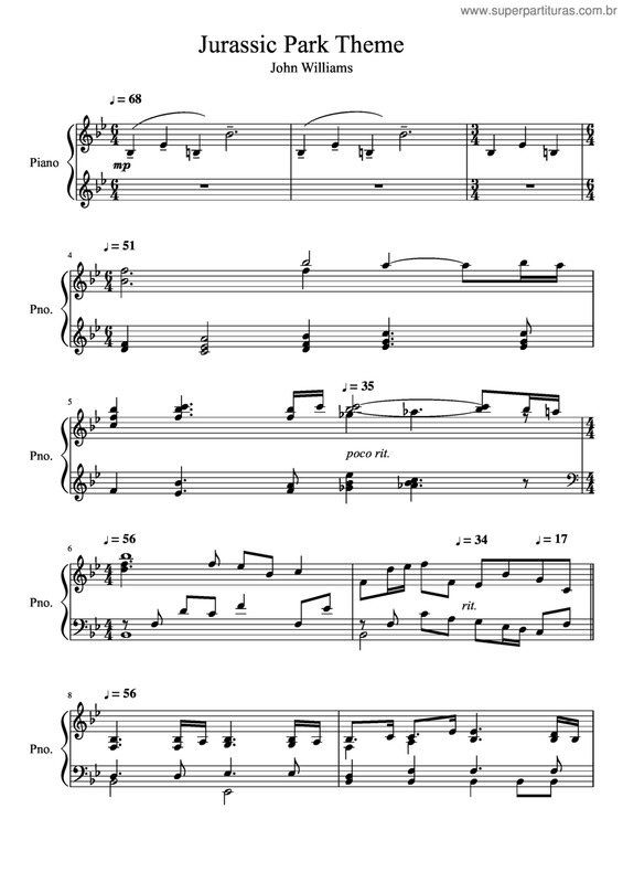 Partitura da música Jurassic Park (Tema) v.2