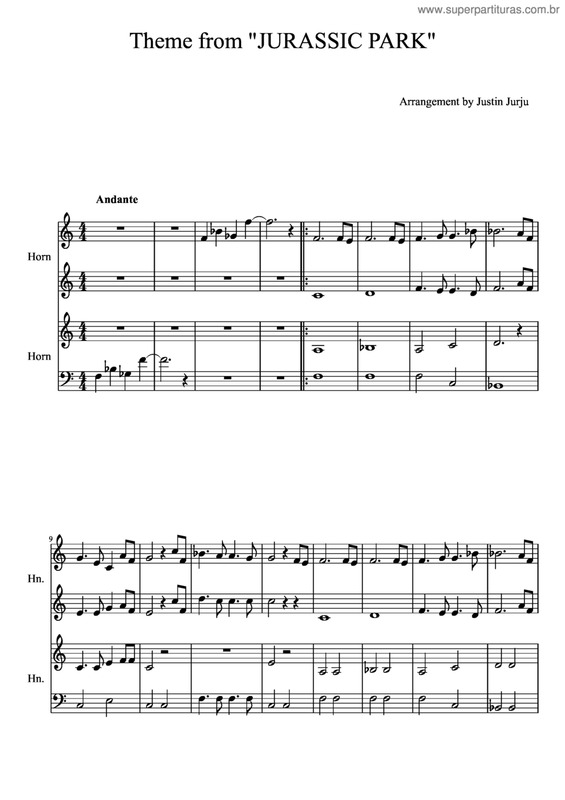 Partitura da música Jurassic Park (Tema) v.3