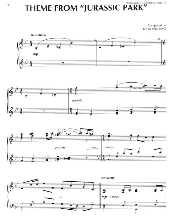 Partitura da música Jurassic Park (Tema)