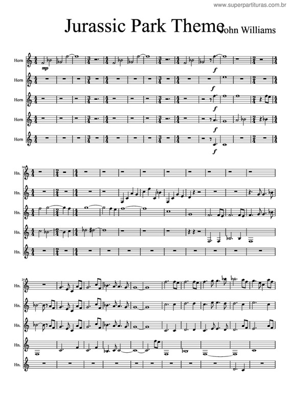 Partitura da música Jurassic Park Tema
