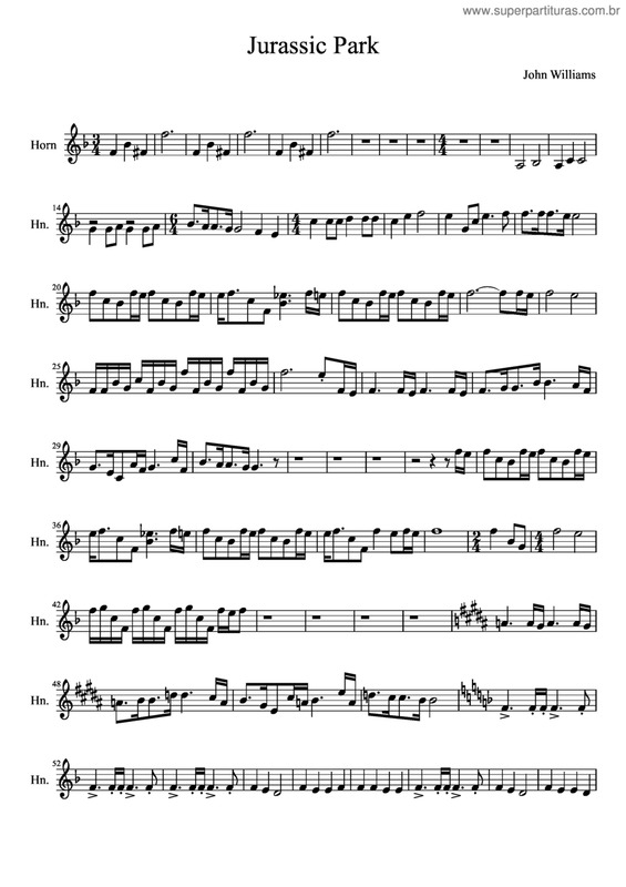 Partitura da música Jurassic Park v.3