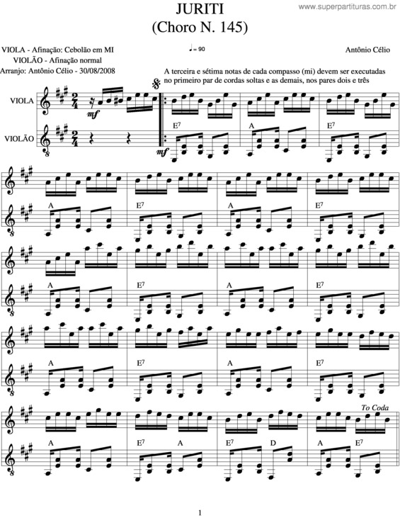 Partitura da música Juriti v.2