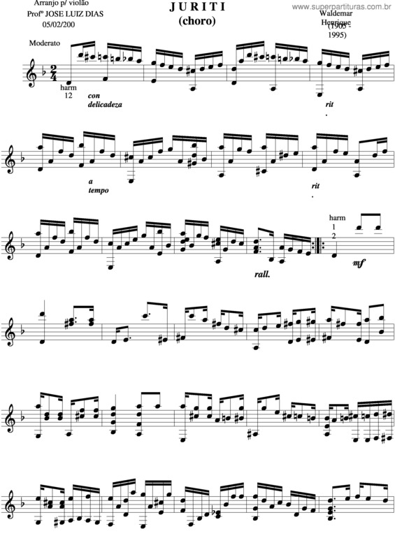 Partitura da música Juriti