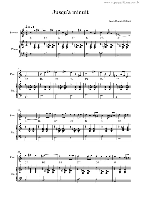Partitura da música Jusqu`À Minuit