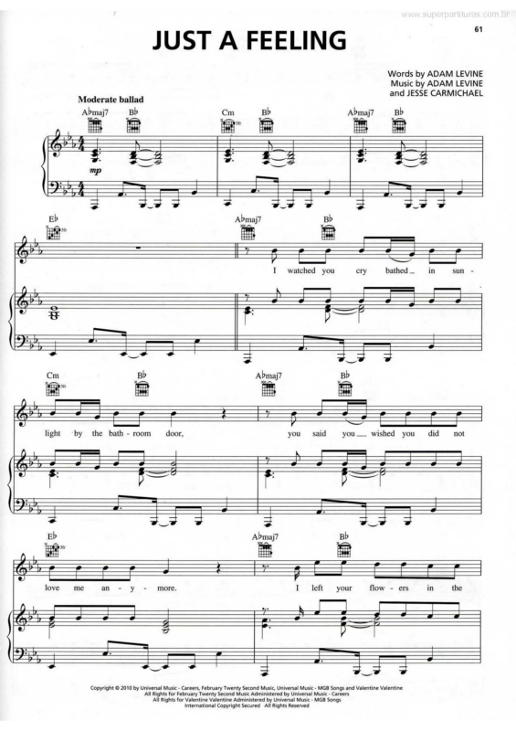 Partitura da música Just a Feeling