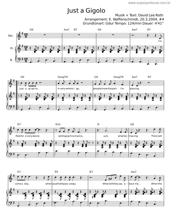 Partitura da música Just A Gigolo I Aint Got Nobody – David Lee Roth
