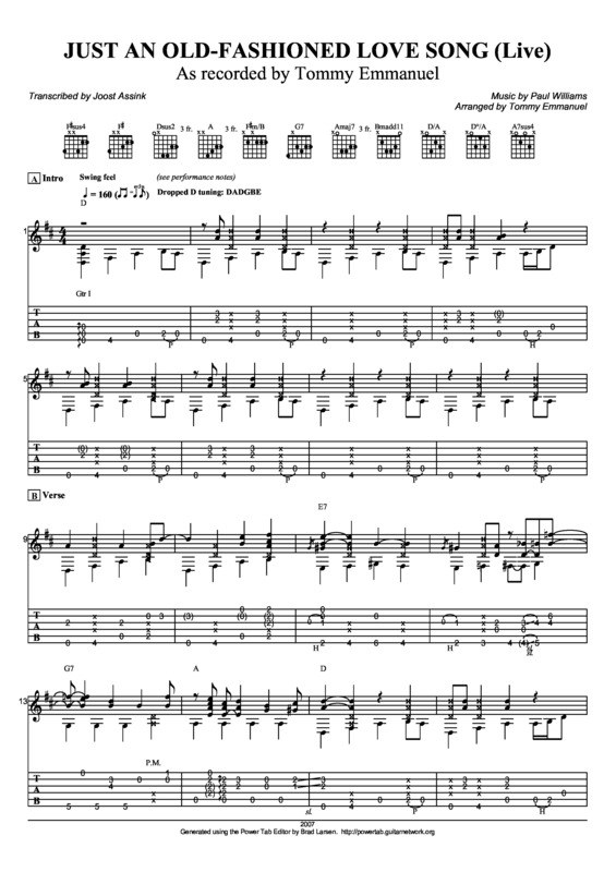 Partitura da música Just An Old Fashioned Love Song