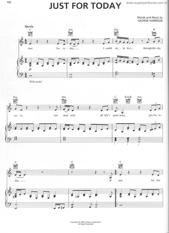 Partitura da música Just For Today