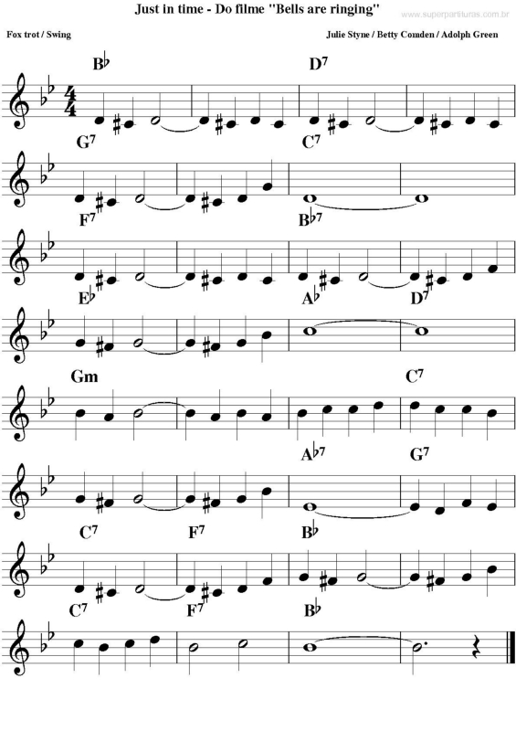 Partitura da música Just In Time (Bells Are Ringing)