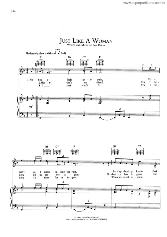Partitura da música Just Like A Woman