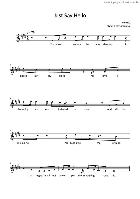 Partitura da música Just Say Hello