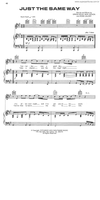 Partitura da música Just The Same Way v.2