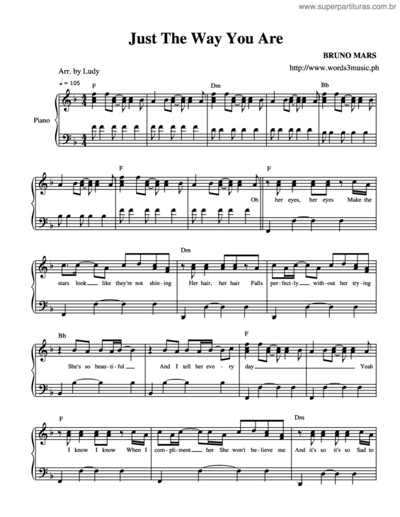 Partitura da música Just The Way You Are v.3