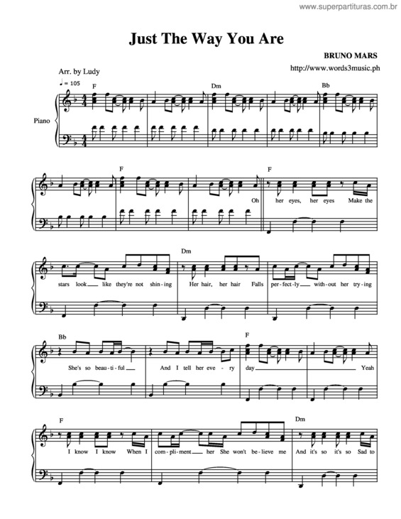 Partitura da música Just The Way You Are v.3