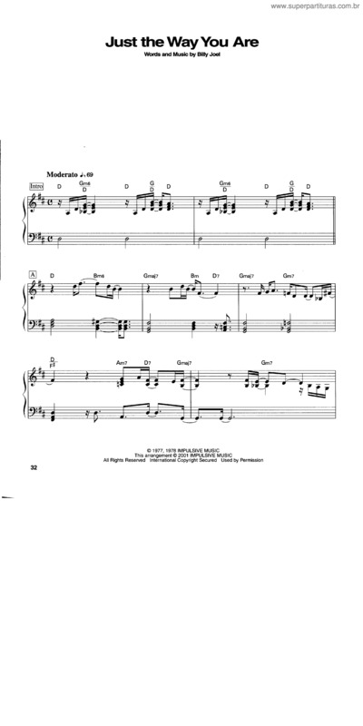 Partitura da música Just The Way You Are v.4