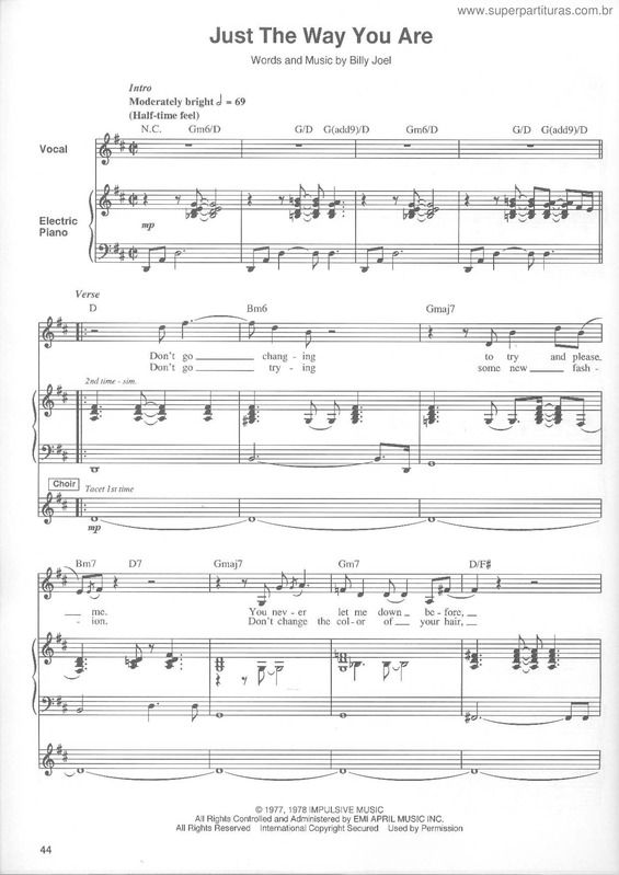 Partitura da música Just The Way You Are v.5