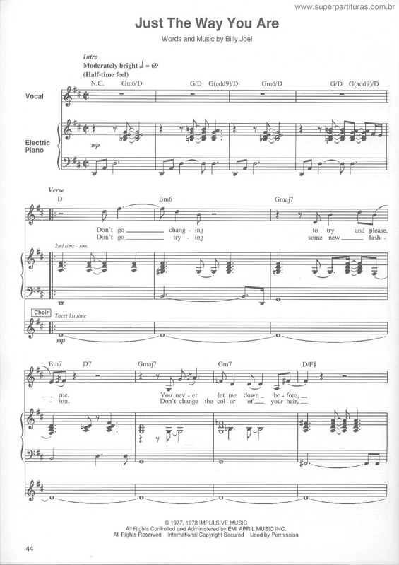 Partitura da música Just The Way You Are v.5