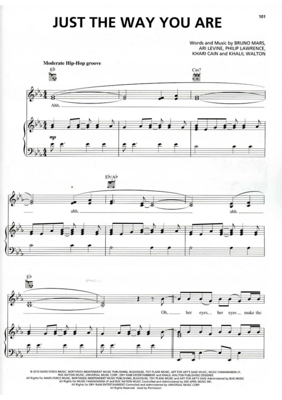 Partitura da música Just the Way You Are