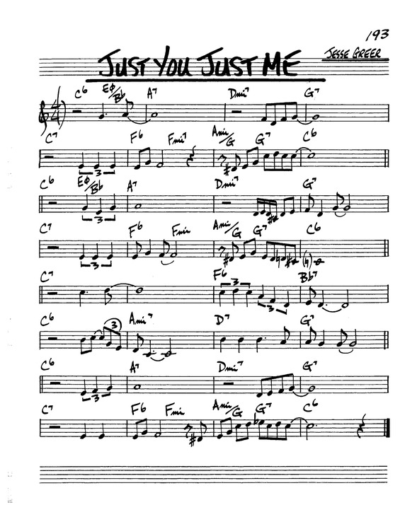 Partitura da música Just You Just Me