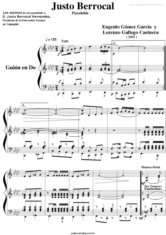 Partitura da música Justo Berrocal