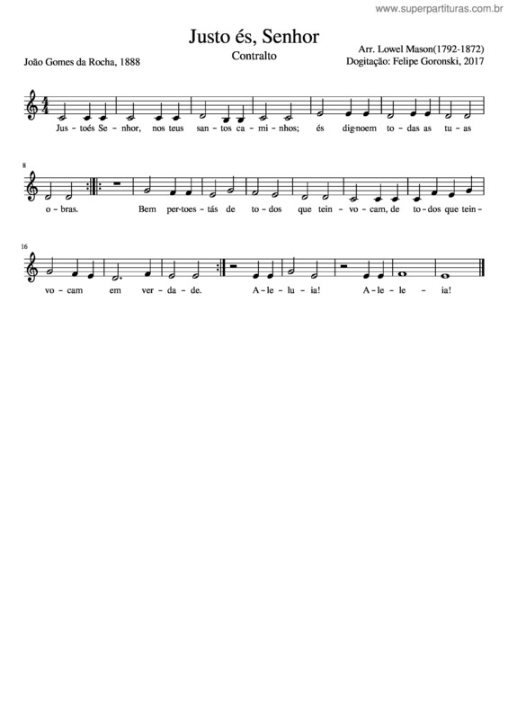 Partitura da música Justo És, Senhor v.2