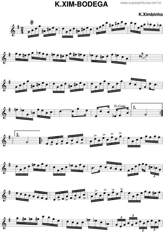 Partitura da música K.Ximodega