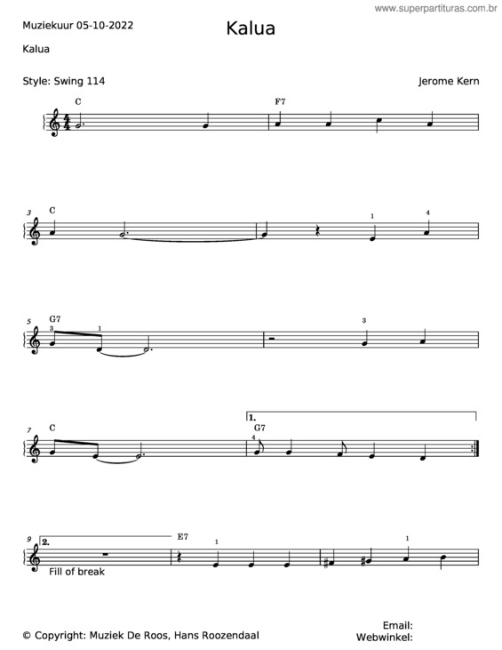 Partitura da música Ka–Lu–A – Anne Caldwell & Jerome Kern