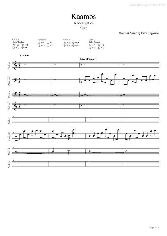 Partitura da música Kaamos