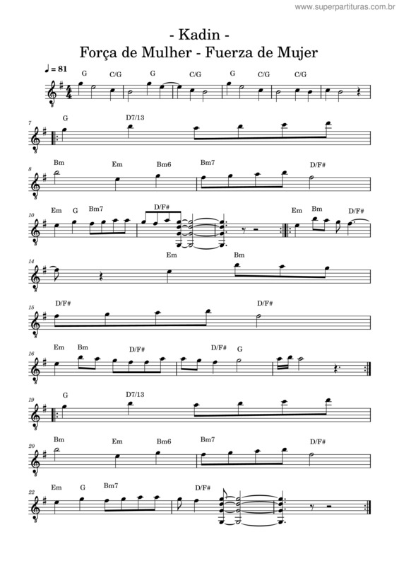 Partitura da música Kadin Força De Mulher Muse 4