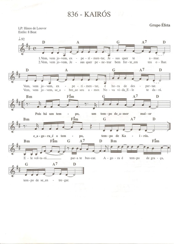 Partitura da música Kairós