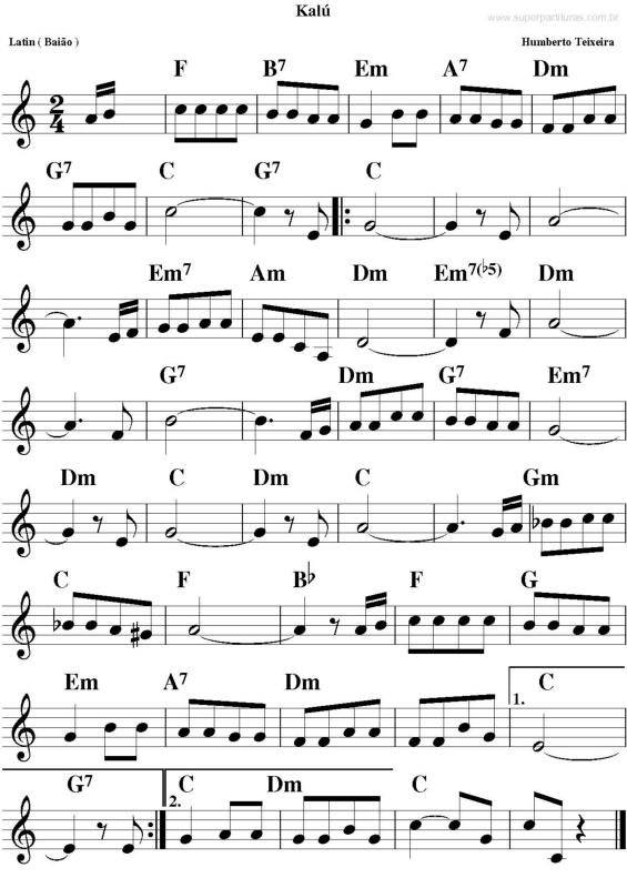 Partitura da música Kalú v.2