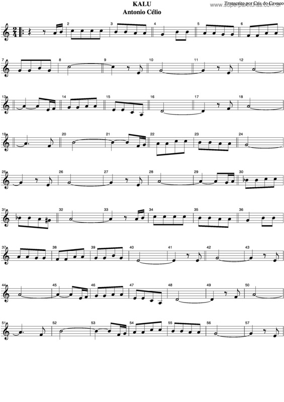 Partitura da música Kalú v.3