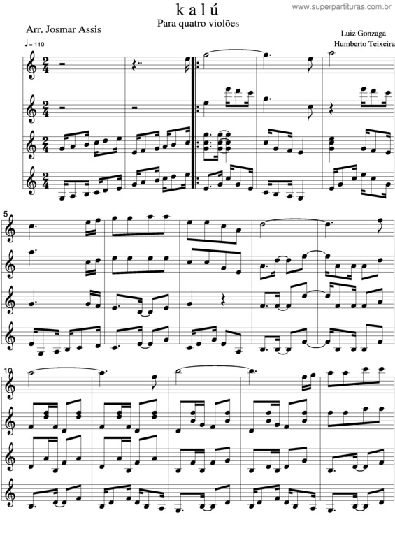 Partitura da música Kalú v.5